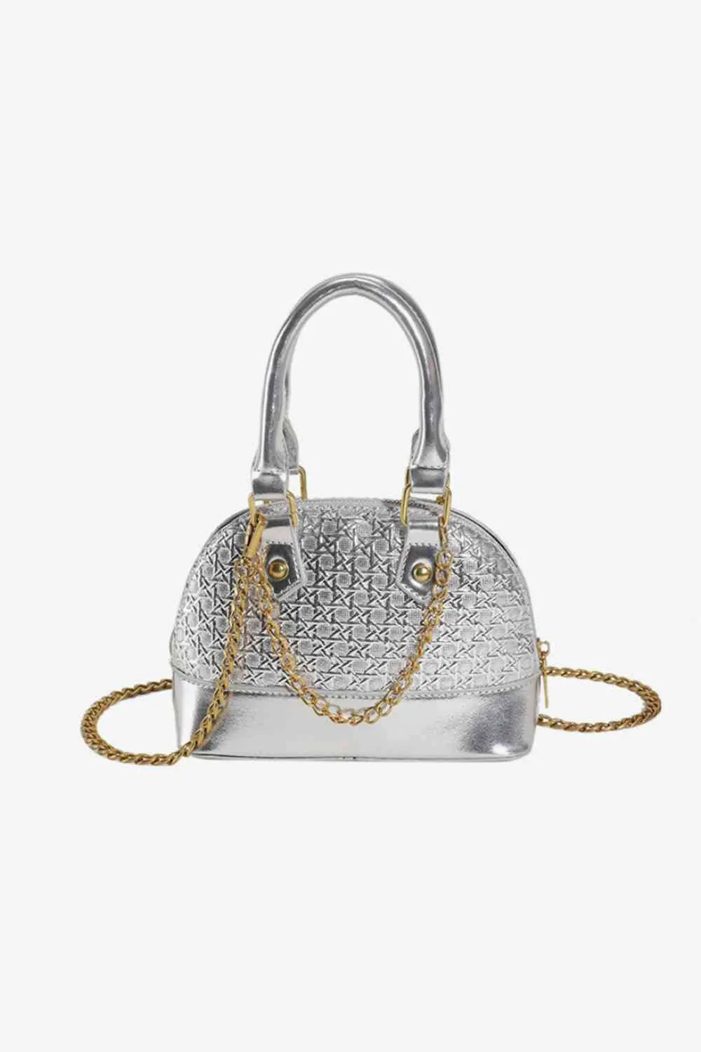 Mini Vegan Satchel purse With Detachable Gold Chain