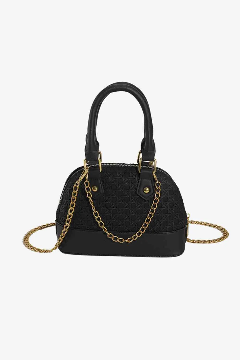 Mini Vegan Satchel purse With Detachable Gold Chain