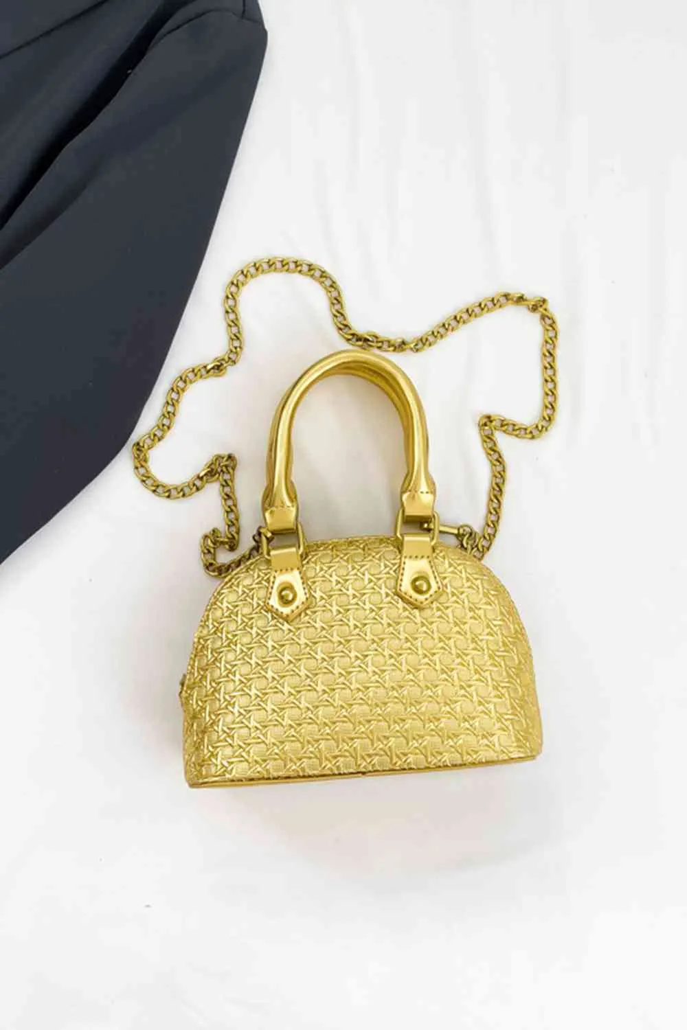 Mini Vegan Satchel purse With Detachable Gold Chain