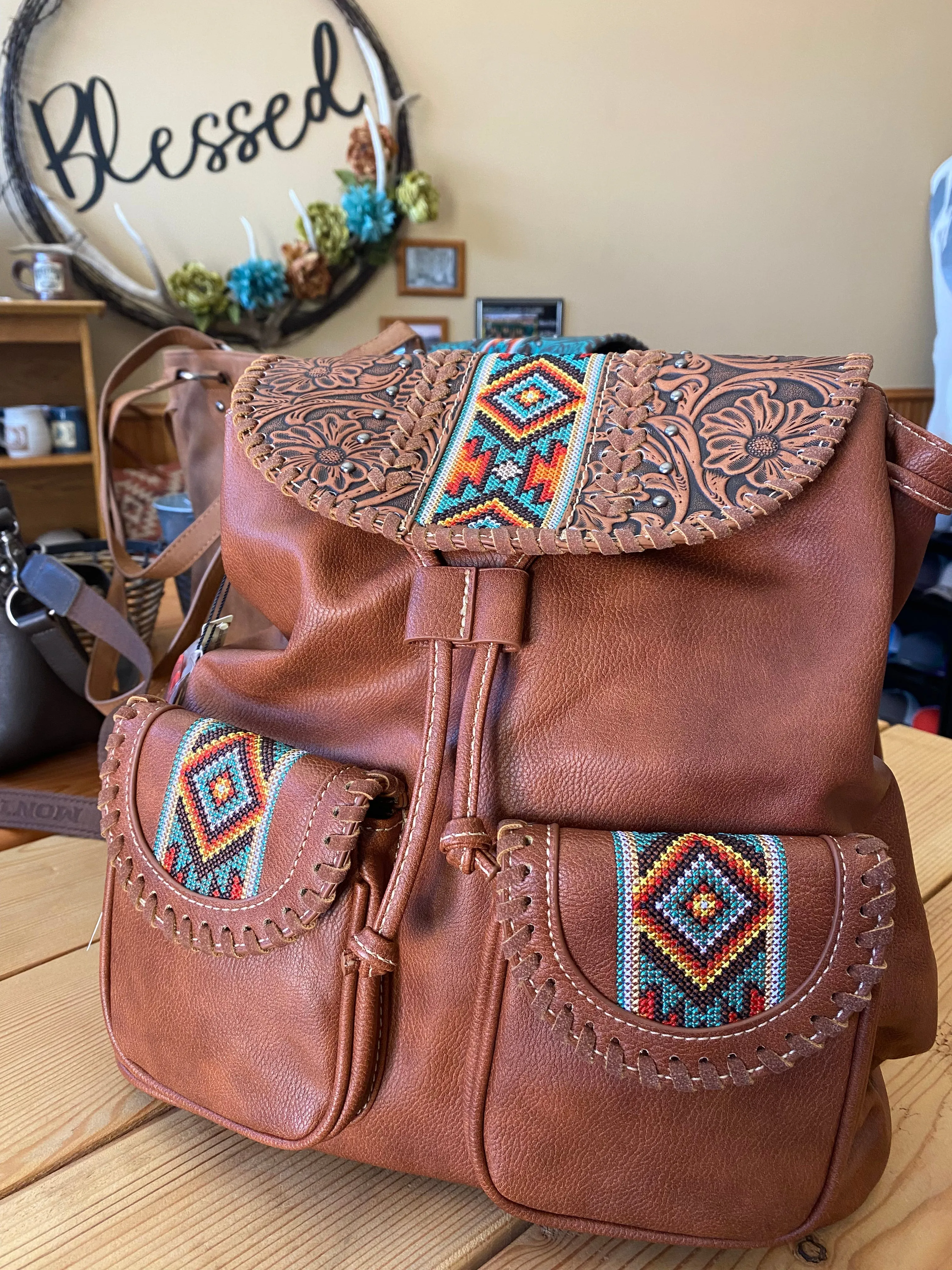 Montana West Concealed Carry Backpack Bag Tooled