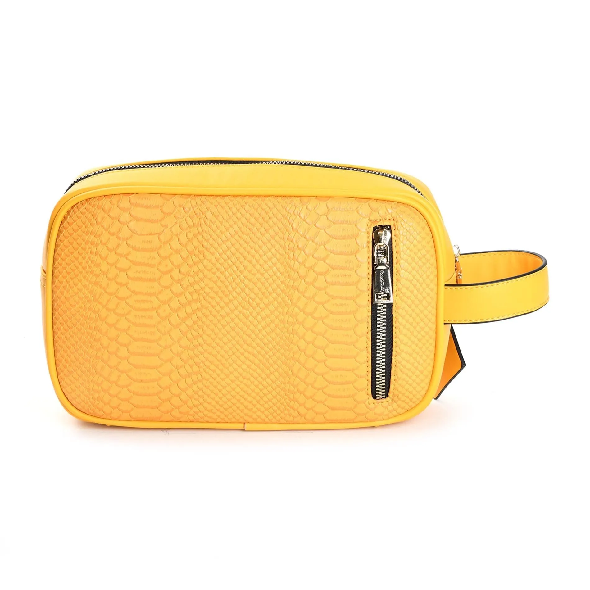 Mustard Apollo 1 Faux Snakeskin Toiletry Bag