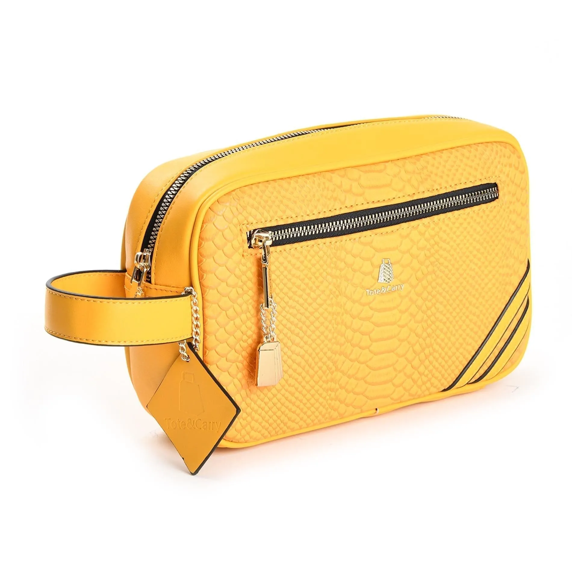 Mustard Apollo 1 Faux Snakeskin Toiletry Bag