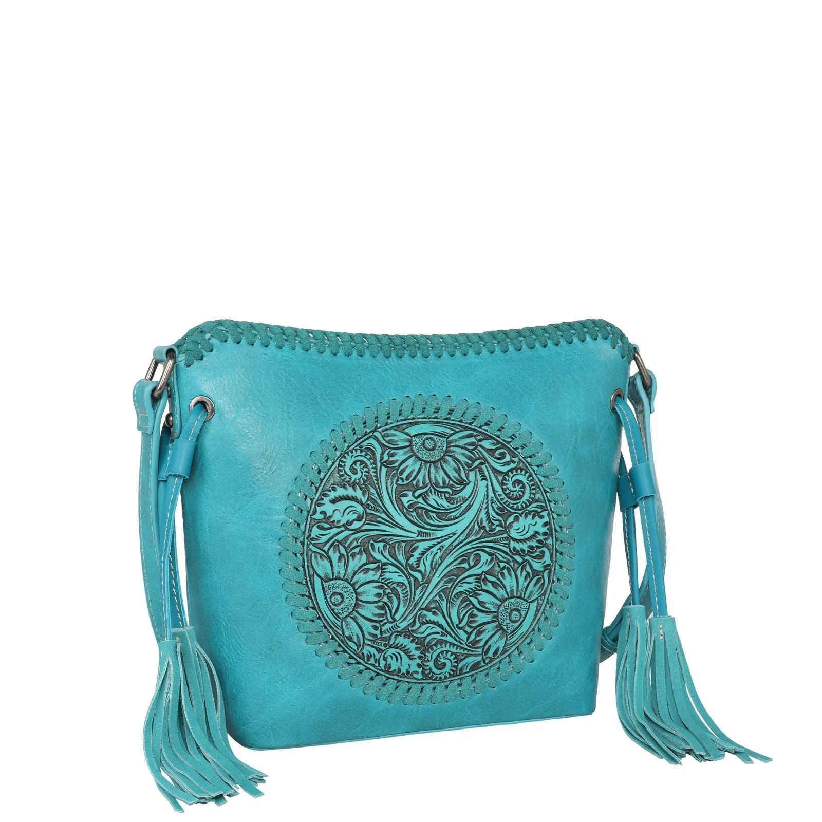 MW1218-8360 Montana West Tooled Collection Saddle Bag - Turquoise