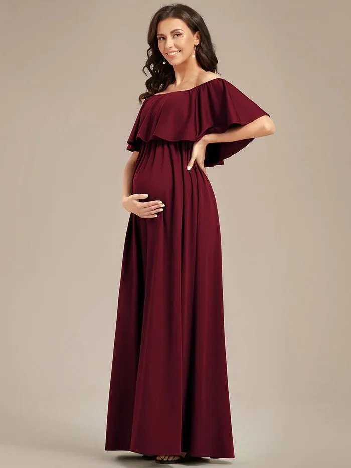 Off Shoulder Pleated A Line Maternity Dresses