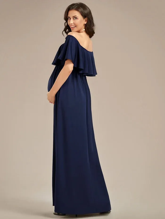 Off Shoulder Pleated A Line Maternity Dresses