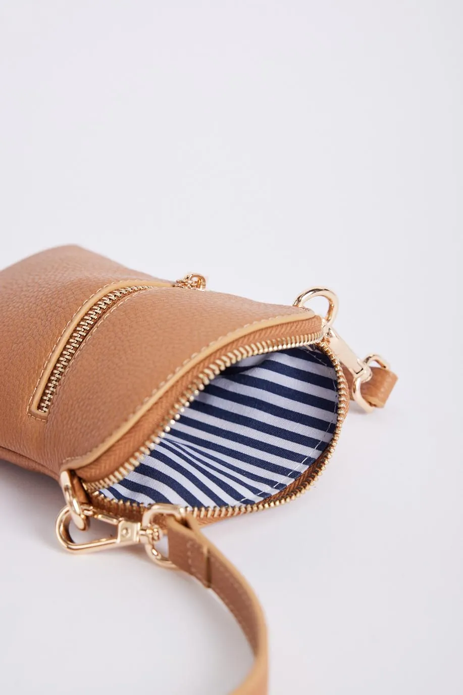 On The Go Bag - Tan/Blue Tan Stripe