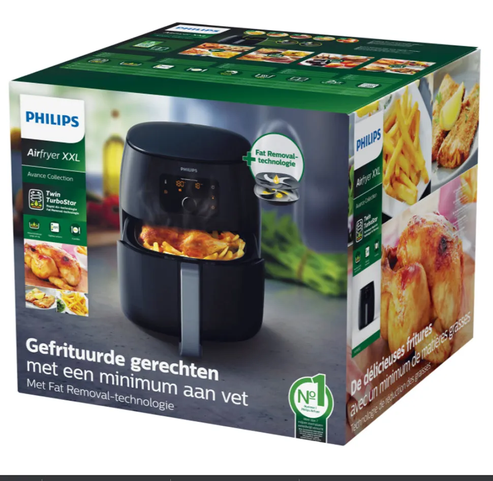 Philips HD9650/96 Twin TurboStar 1.4kg XXL Digital Air Fryer (Black) (Manufacturer Refurbished)