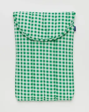 Puffy Laptop Sleeve 16" in Green Gingham