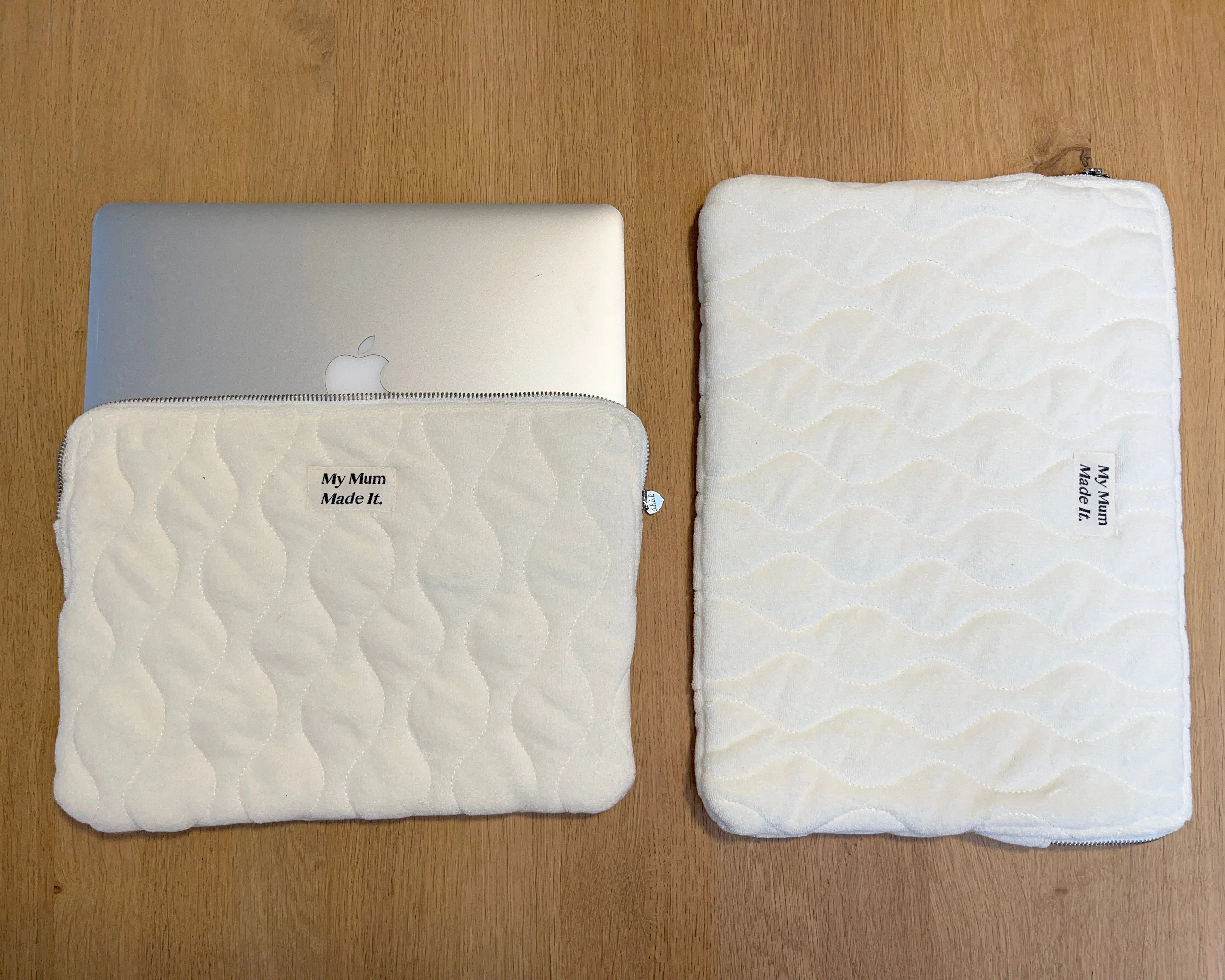 Quilted Laptop Bag - Off-White Terry