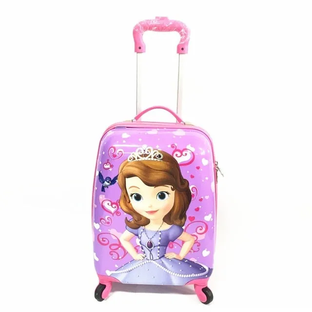 "18-Inch Children Luggage Suitcase, Boys And Girls Princess Abs Cartoon Tie Rod Suitcase Box