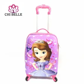 "18-Inch Children Luggage Suitcase, Boys And Girls Princess Abs Cartoon Tie Rod Suitcase Box