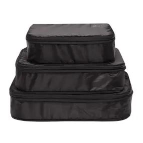 Re-cycled and Reinforced Nylon Compression Packing Cubes, 3-pack Black