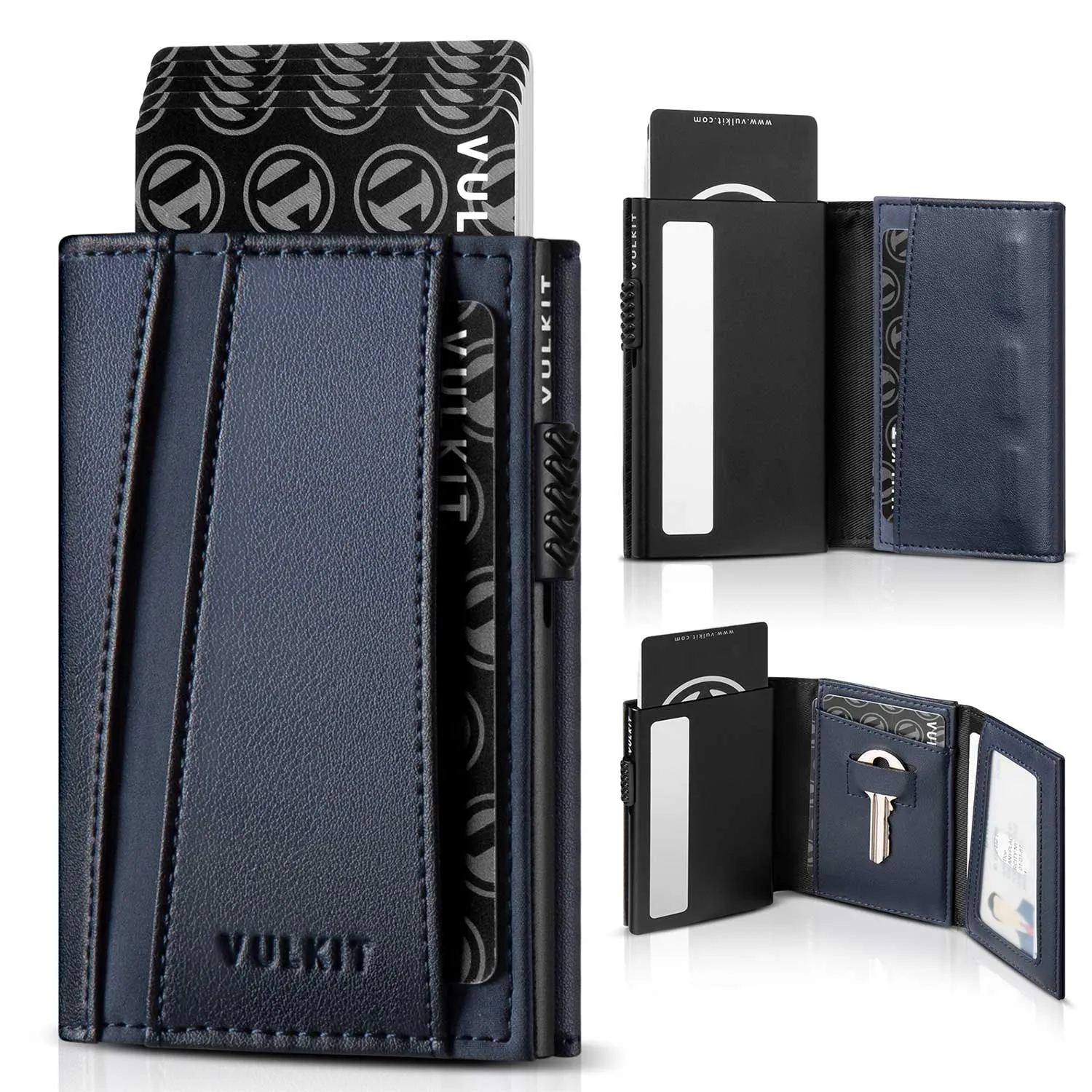 VC319-RFID Blocking Minimalsit Mens Wallet Pop Up with Coin Poecket and Key Slot for Spare Key