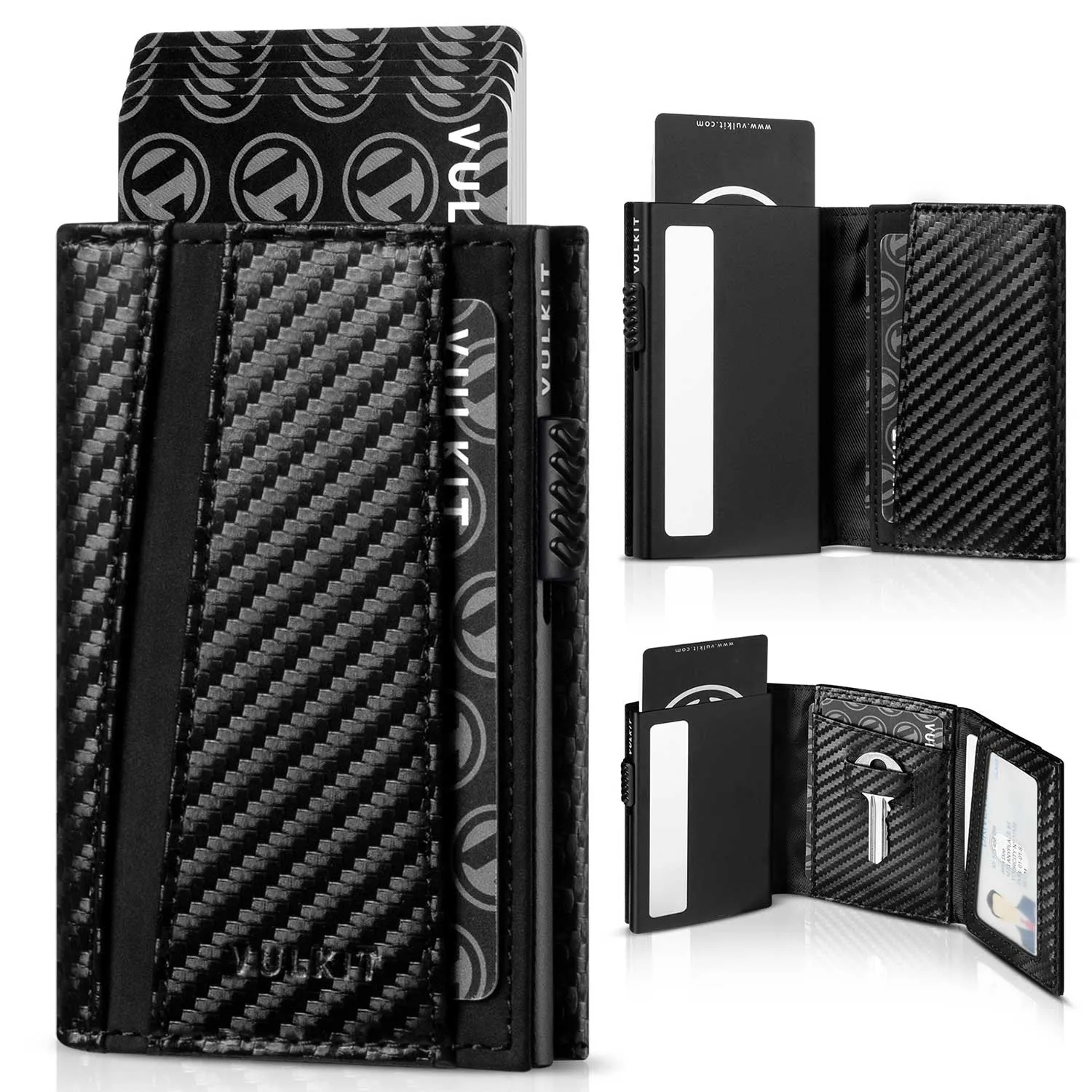 VC319-RFID Blocking Minimalsit Mens Wallet Pop Up with Coin Poecket and Key Slot for Spare Key