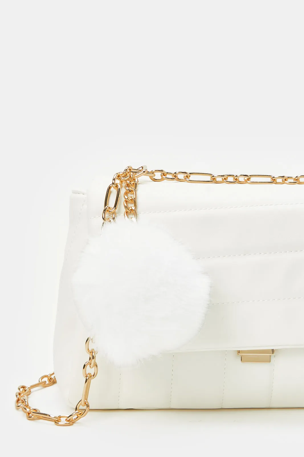 Women White Embellished Day Bag