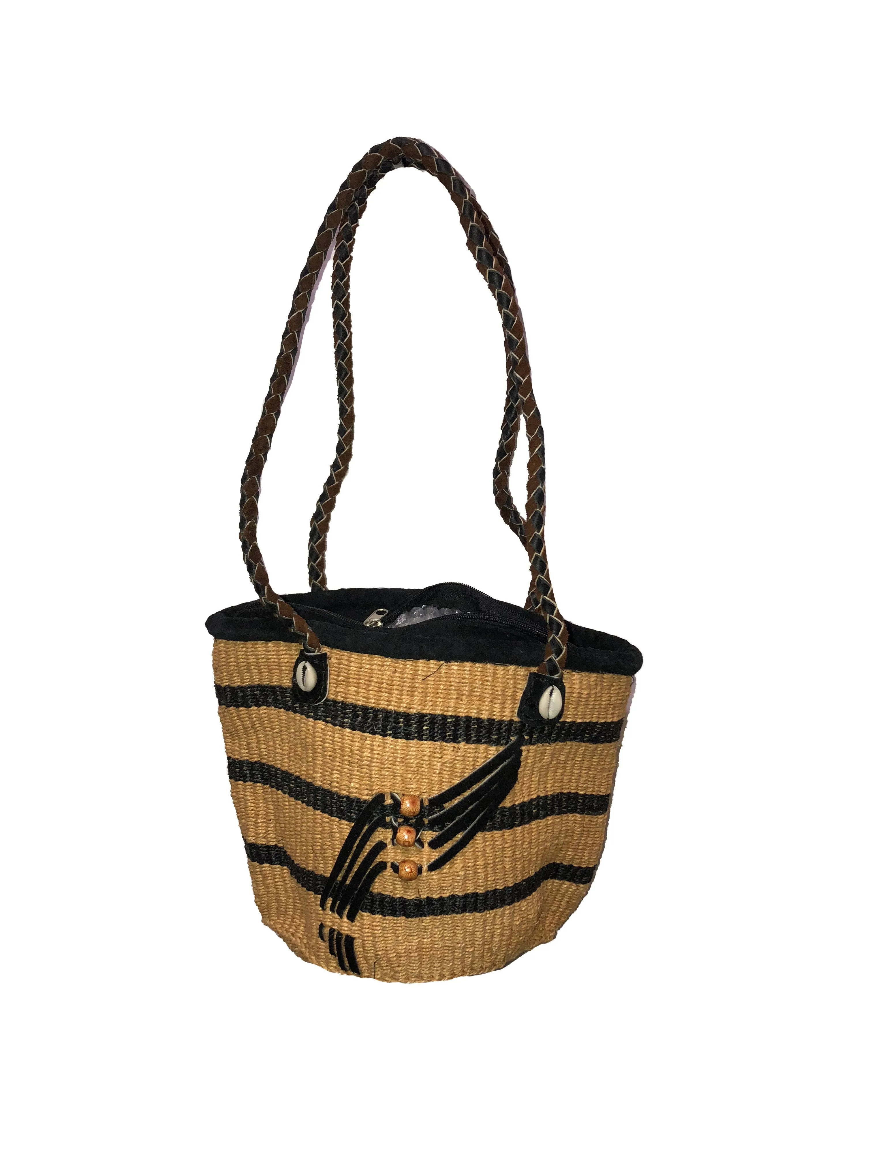 Womens Kiondo with Zipper Hand Woven Sisal Handbag