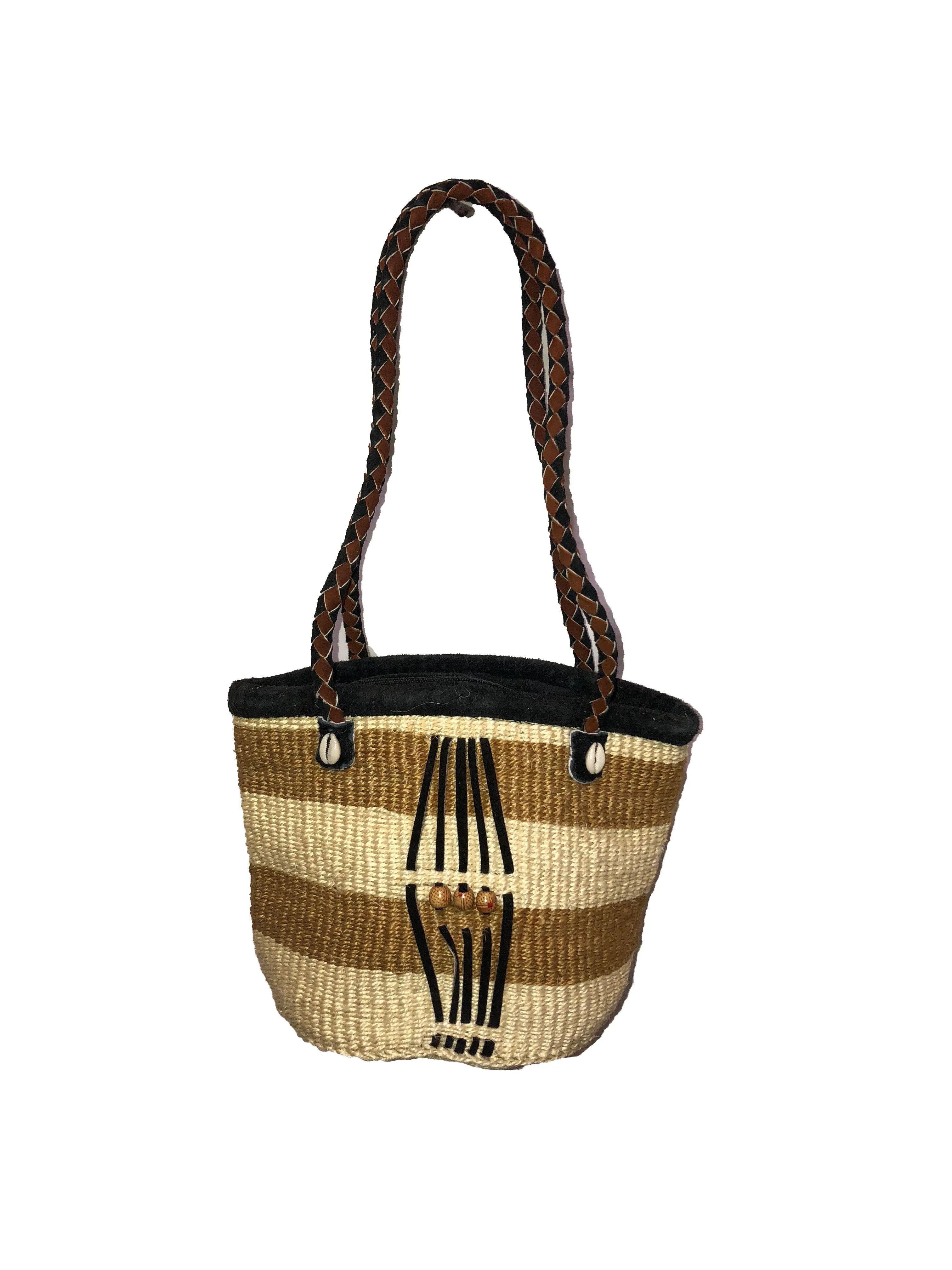 Womens Kiondo with Zipper Hand Woven Sisal Handbag