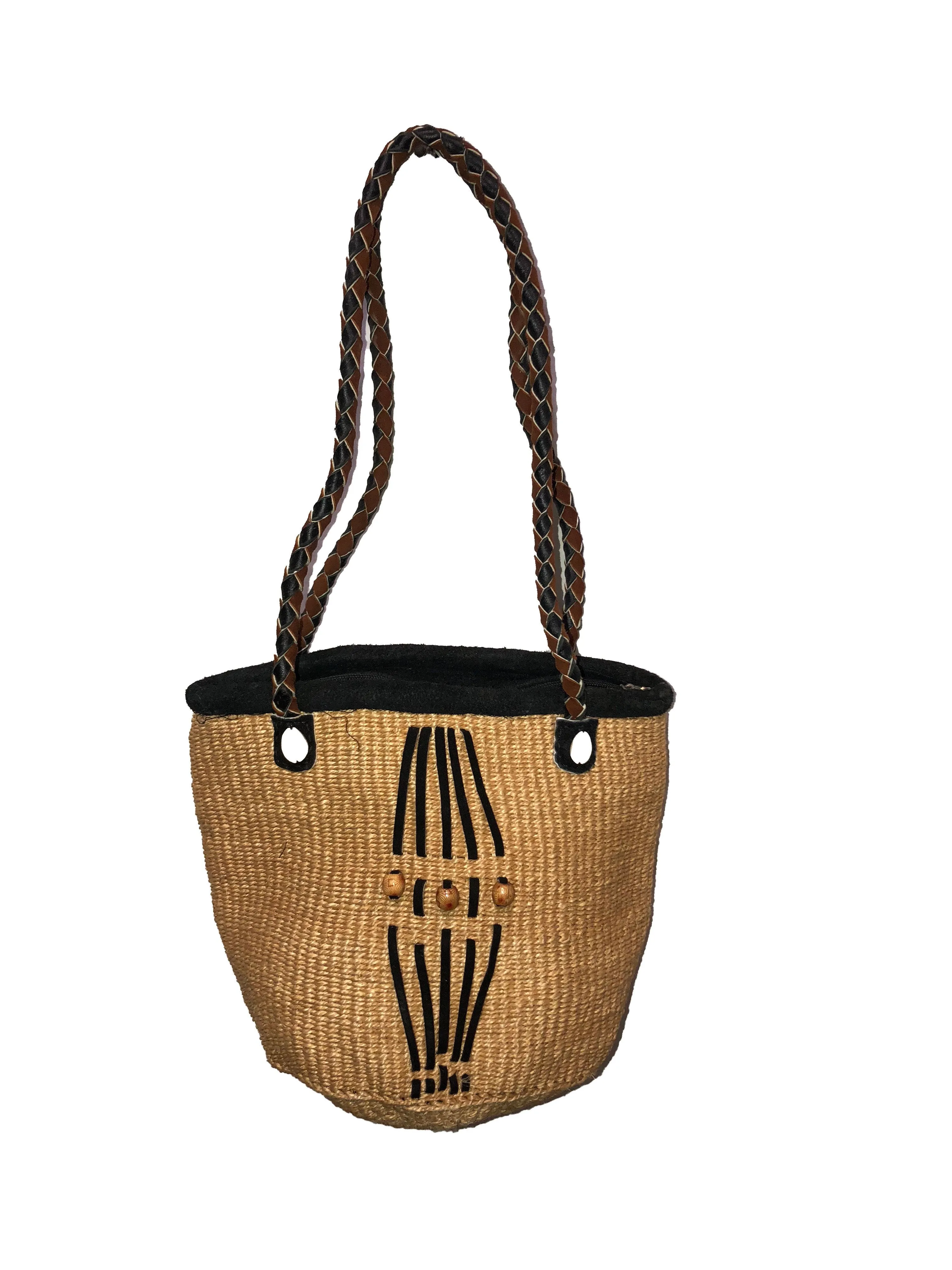 Womens Kiondo with Zipper Hand Woven Sisal Handbag