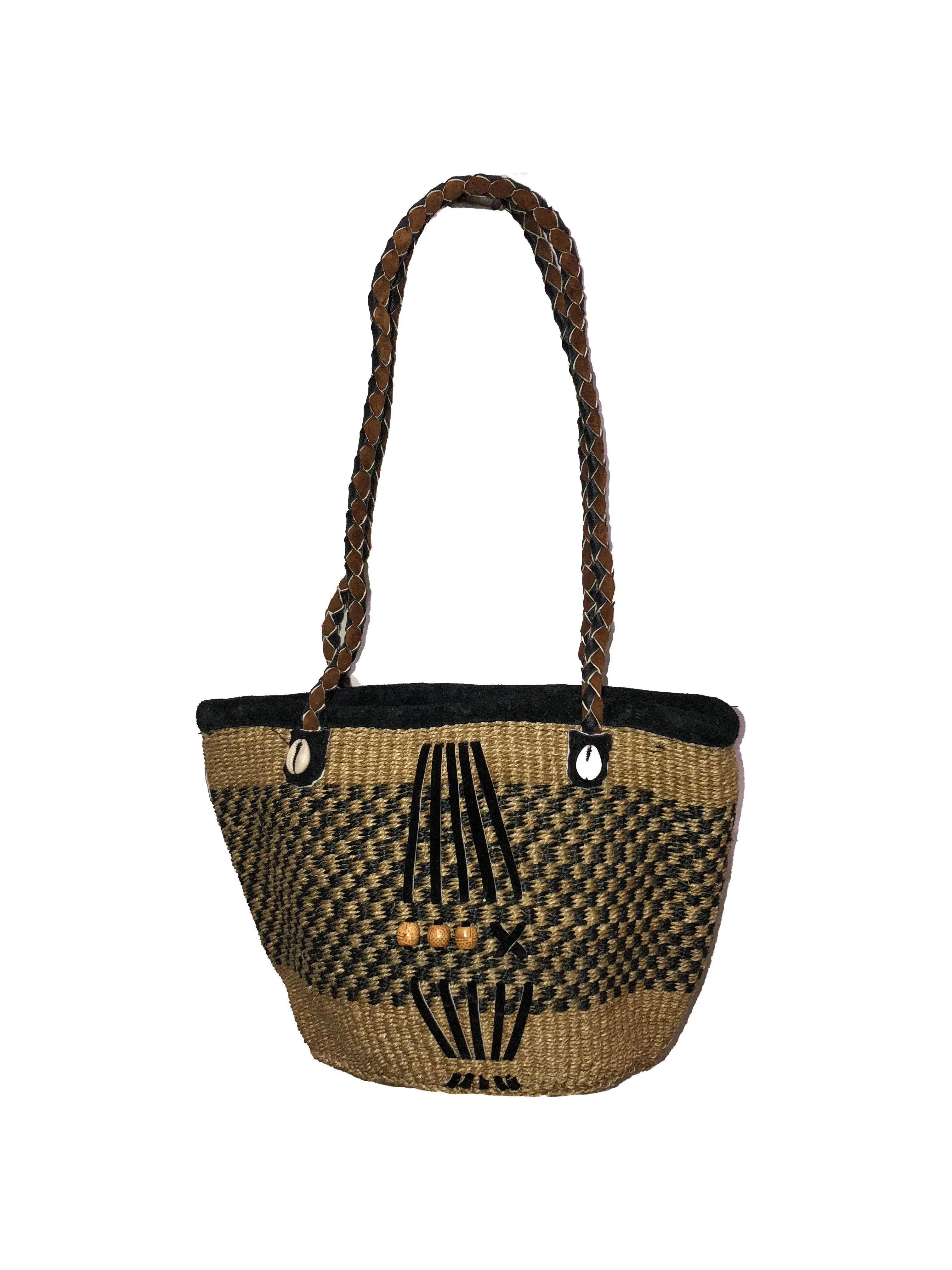 Womens Kiondo with Zipper Hand Woven Sisal Handbag