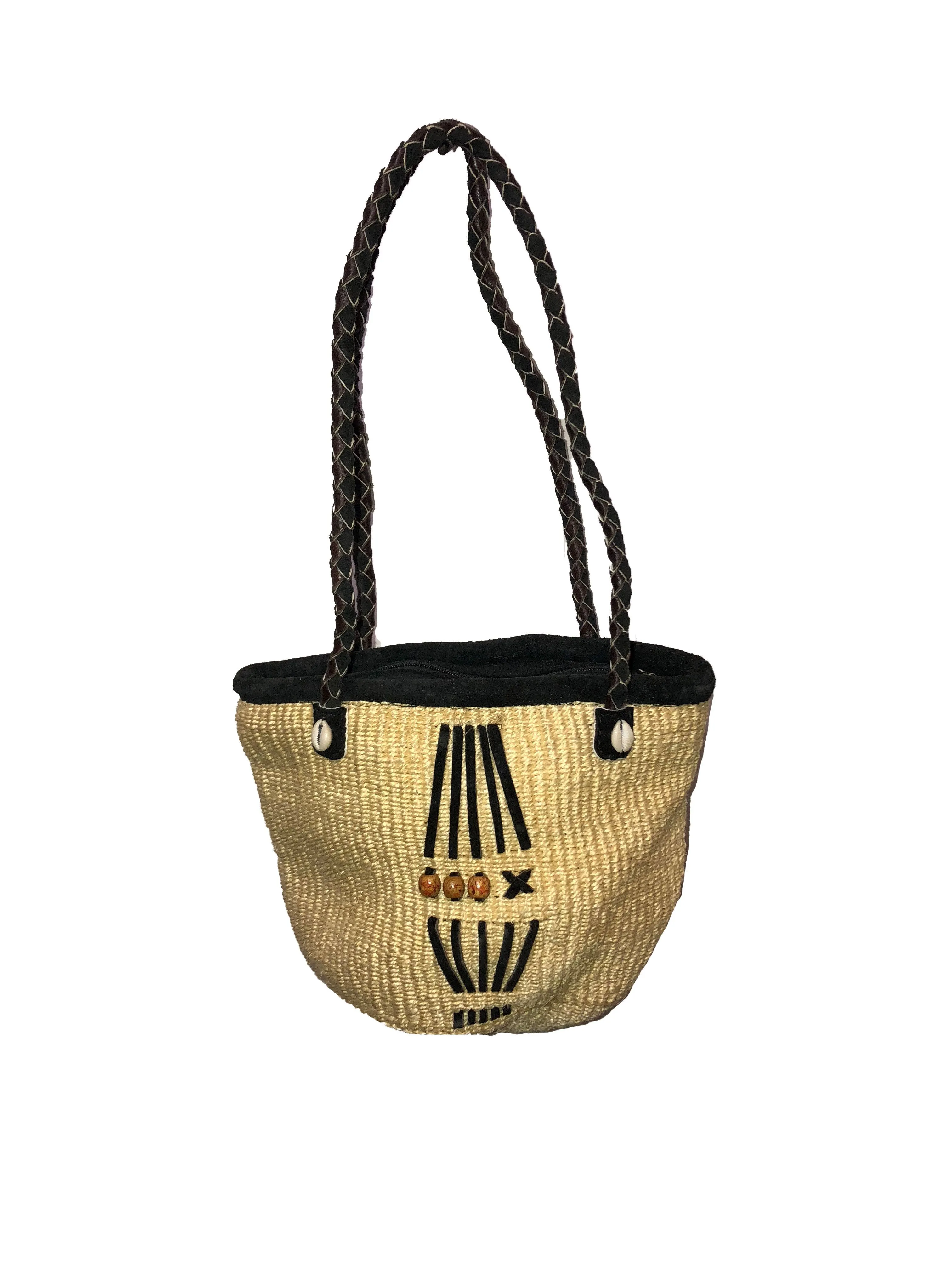 Womens Kiondo with Zipper Hand Woven Sisal Handbag