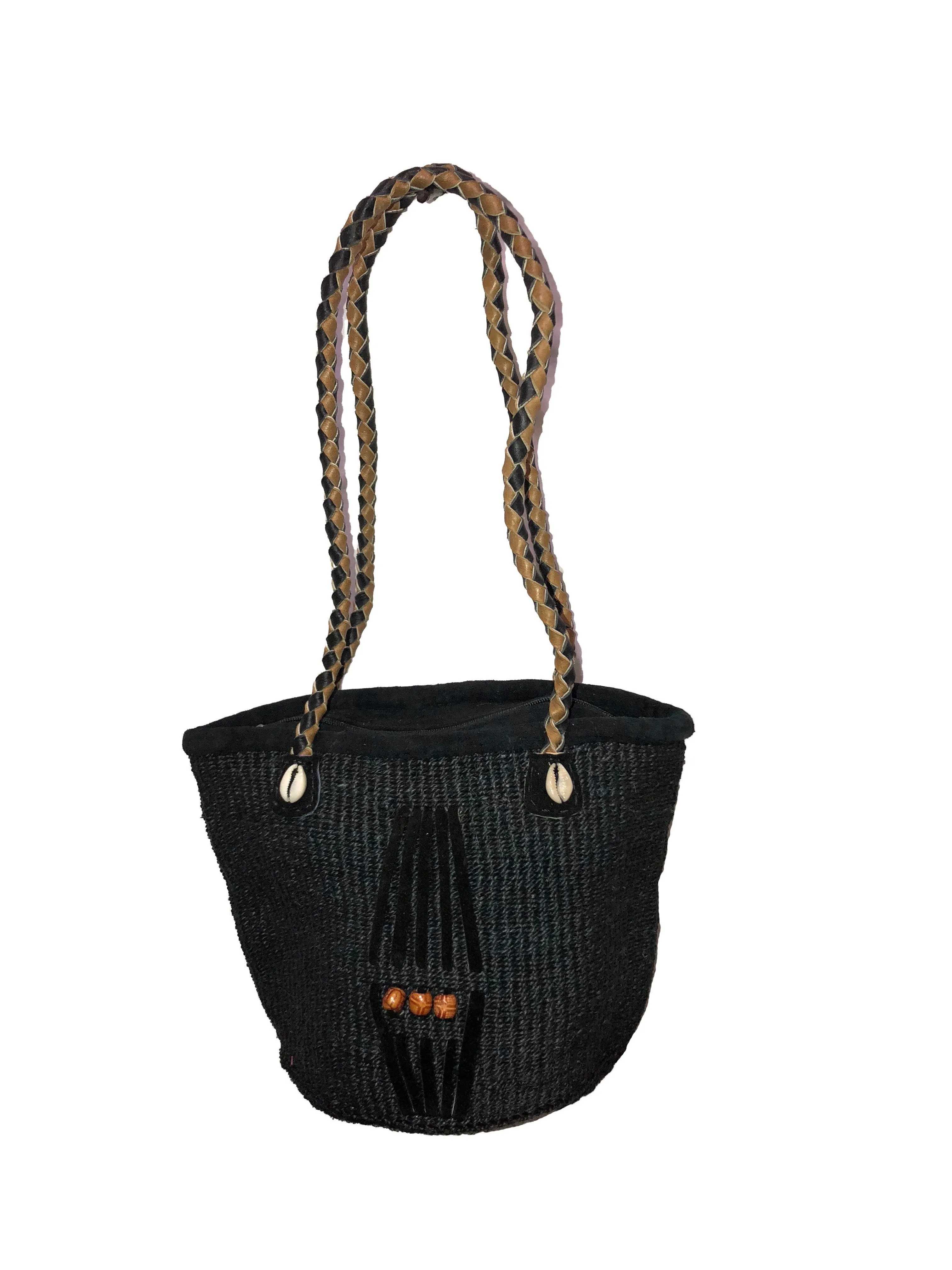 Womens Kiondo with Zipper Hand Woven Sisal Handbag