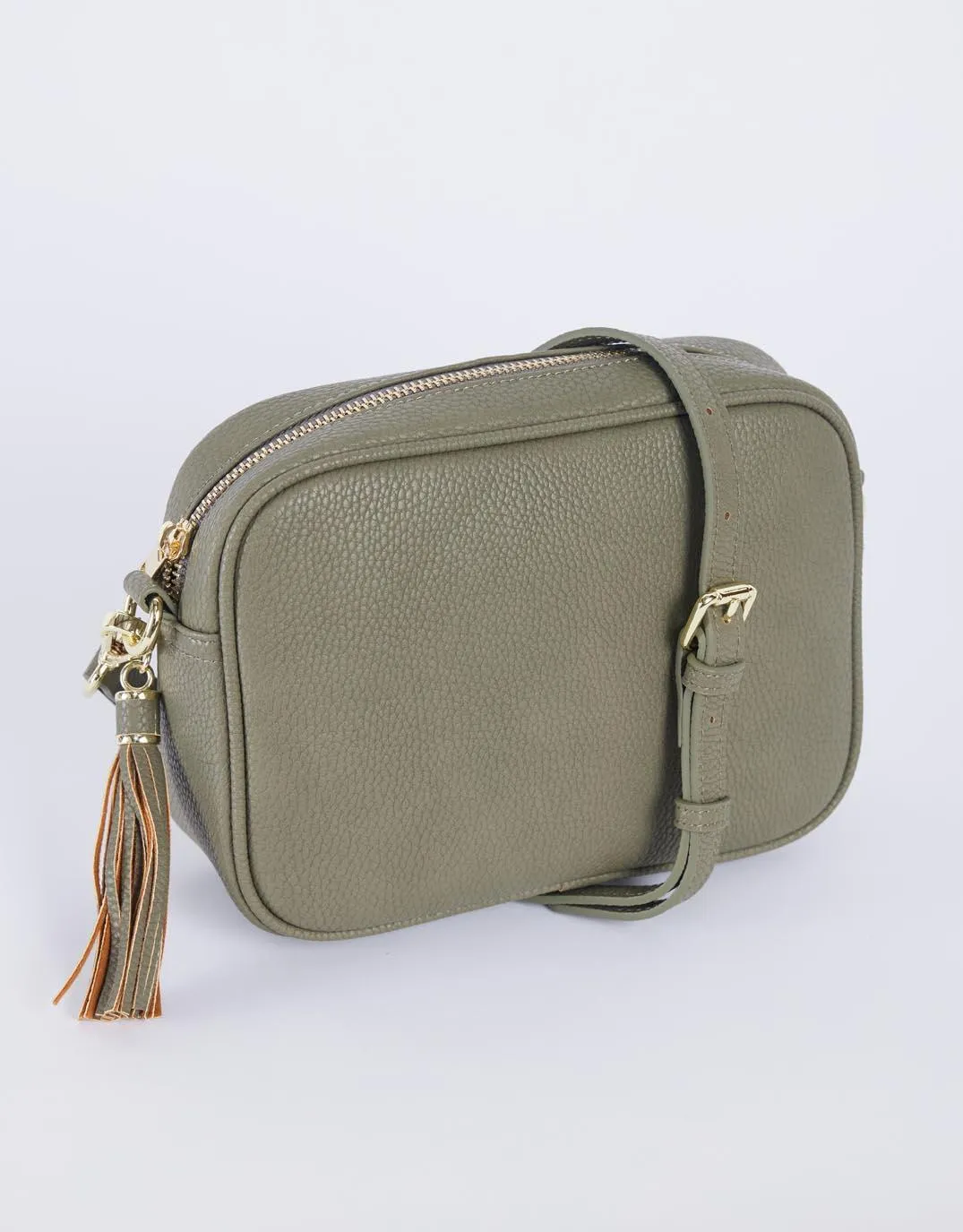 Zoe Crossbody Bag - Khaki/Natural Lurex Stripe